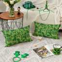 AVOIN colorlife St Patricks Day Clover Polka Dot Green Throw Pillow Covers, 12 x 20 Inch Check Shamrock Cushion Case Decoration for Sofa Couch Set of 2
