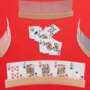 GSE Games & Sports Expert Set of 4 Playing Cards Holders, Wooden Playing Card Racks, Curved Playing Card Trays for Bridge, Hand & Foot, Rummy, UNO Card Games (12.5-Inch)