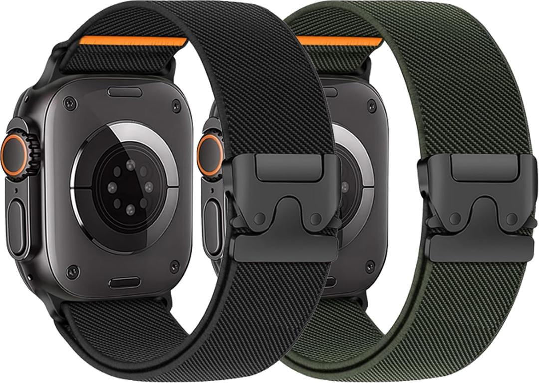 Stretchy Bands for Apple Watch Ultra/3/2 Band 49mm 46mm 45mm 44mm 42mm 41mm 40mm 38mm Men Women, Nylon Elastic Braided Strap & Fabric Cloth Wristband Correa for iWatch Series 11 10 9 8 7 6 5 4 SE 3/2