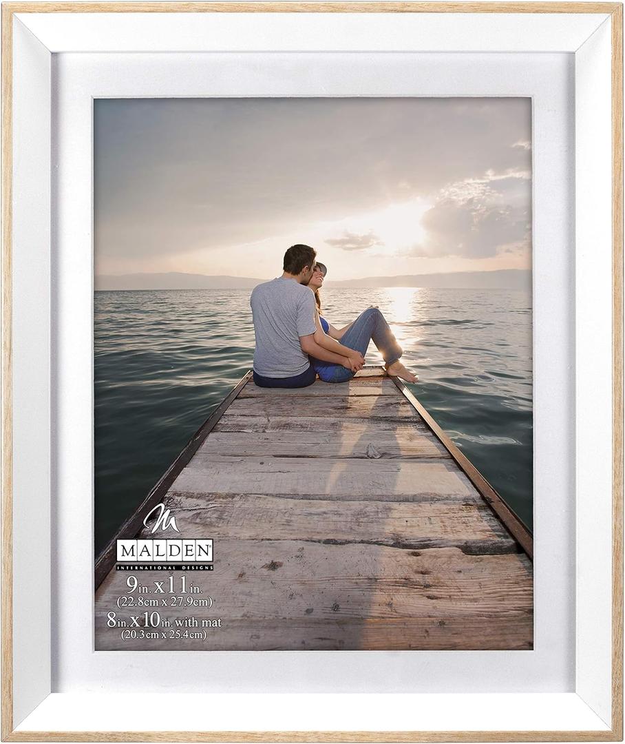 Malden International Designs 2384-80 White Beveled Edge, 8x10 with mat/ 9x11 Without The mat