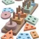 kecristv Montessori Toys for 1 2 Year Old Girl and Boy Birthday Gifts, Shape Sorter Wooden Toys for Toddlers Age 1-3 2-4, Learning Educational Sensory Stacking Toddler Puzzles