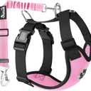 Lukovee Dog Seat Belt for Car, Adjustable Dog Car Harness for Large Medium Small Dogs, Soft Padded & Breathable Mesh Dog Seatbelt with Car Strap and Carabiner(Pink Double Clip,Medium) (B1- Pink (Double Clip 2 in 1))