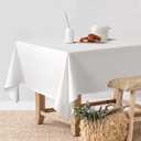 MIULEE White Linen Cotton Blend Tablecloth Rectangle, Luxury Waterproof Stain Resistant Durable Farmhouse Oblong Table Cloth for Dining Party Christmas Weddings Birthday Picnic Events, 52 x 84 inch