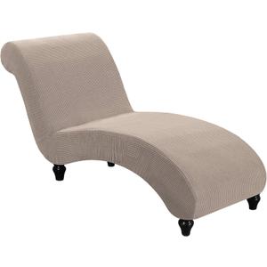 FantasDecor Chaise Lounge Cover Stretch Armless Chair Slipcover for Living Room Indoor Bedroom Soft Jacquard Fabric Machine Washable, Sand