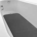 16" x 40" Non Slip Bathtub Mat with Drain Cut Out Non Skid Safety Bath Mat Adhesive Peel and Stick Bath Tub Mat Arc Angle PEVA Tub Anti Slip Stickers for Shower Floor Wet Areas(Dark Gray)