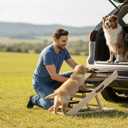 4 Steps Wood Pet Stairs & Ramp for Small and Medium Dogs and Cats, Portable Ramp Pets 2-in-1 Foldable, Non-Slip Pet Ladder for Tall Beds, Sofa, Cars, Holds Up to 220 lbs (4 Steps)