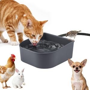 PETLESO Heated Water Bowl for Cats Rabbits, Hanging Dog Heating Dish for Cage Kennel Anti-Freeze, No Spill Heated Bowl for Rabbits Chickens Birds Small Animals, Indoor/Outdoor Use, 1L (34 FL OZ)