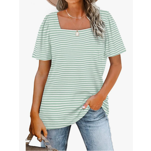 WIHOLL Womens Summer Tops Casual Square Neck Puff Short Sleeve T Shirts 2XL