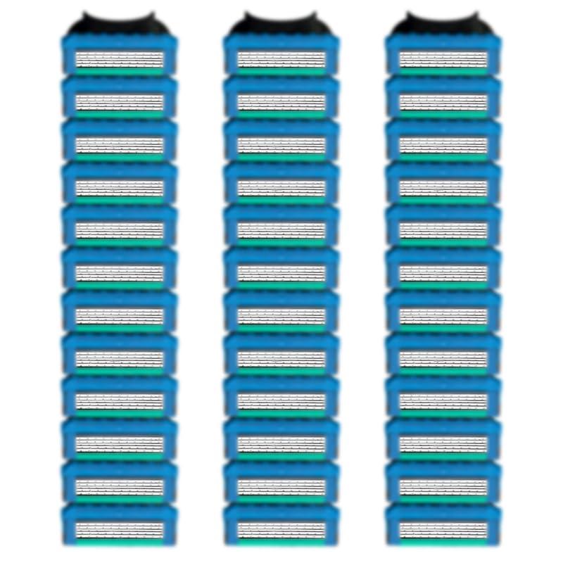 36 Blades Replacement Parts for GL-Fusion 5 Style Razors (Blue-Green), Wet Razors Men's Blades Value Packs