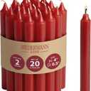 Biedermann & Sons Red Chime Candles (Set of 20), Unscented Tree and Chime Tapers, 4 Inch Tall 0.5 Inch Diameter, 2 Hour Long Burning Dripless Paraffin, for Angel Chime Carousels and Holders