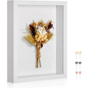 11x14 Shadow Box Picture Frame Display Case with Soft Linen Back-Thickened Panel,Large White Deep Shadow Box Frame 11x14 for Graduation Flower Medal Pet Photo Craft Memorial Gift