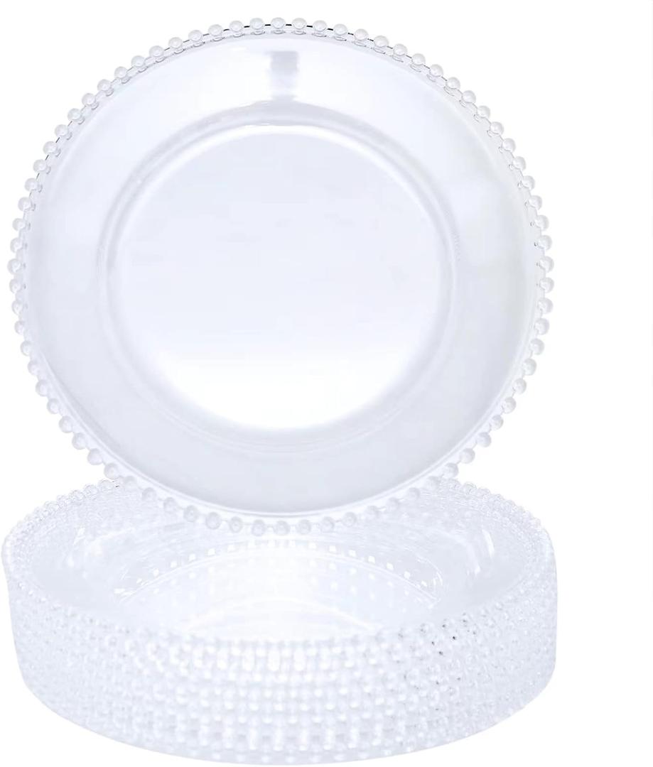 Clear Bead Acrylic Charger Plates 13", Set10PCS Round Table Charger Plates Decoration Wedding,Party,EventAcrylic Bead Clear 10