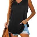 Womens Tank Tops V Neck Basic Solid Color Casual Flowy Summer Sleeveless, Size: S
