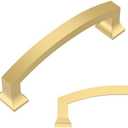 Amerdeco 5 Pack Brushed Gold 4 Inch(102mm) Hole Centers Kitchen Cabinet Pulls Cabinet Hardware Kitchen Handles for Cabinets Cupboard Handles Drawer Pulls