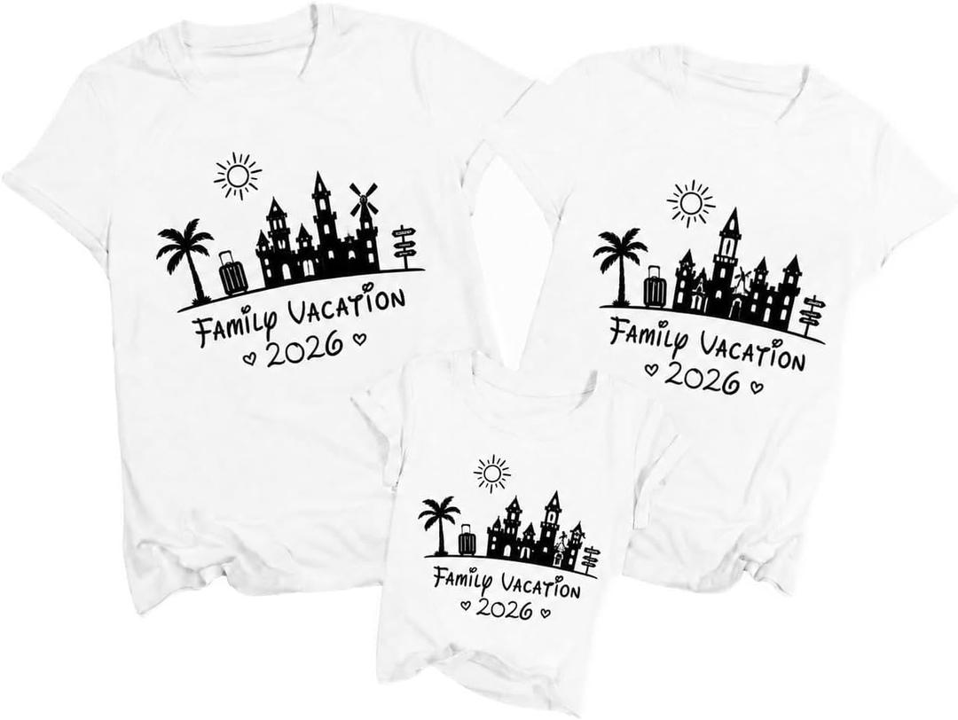 Family Vacation Shirts 2026 Family Matching Outfit Magical Animal Land Tshirt Family Trip Couples Travel Tops (White, XXL)