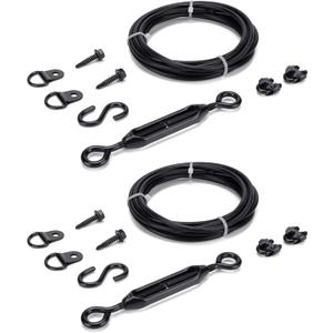 HILLMASTER Durable Anti-Sag Gate Kits for Wooden Fence, Gate Support Cable Kit in Zinc, Anti-Sagging Fence Gate Kit Steel, Wood Door Repair Kit Gate Frame Kit for Outdoor, 2 Pack, Black