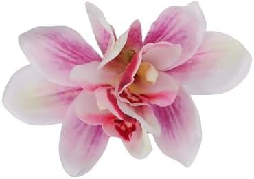 Flower Hair Clips for Women, Pink Orchid Flower Hairpins, Hawaiian Hair Accessories, Tropical Floral Barrettes for Luau Beach Vacations, Bridal Wedding Hair Pieces for Bride Parties 2 Pcs