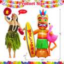 6FT Tall Luau Party Inflatable Tiki and Flamingo Surfboard Outdoor Decoration, Blow Up Tiki Inflatables Welcome Sign Built-in 6 LEDs for Beach Tropical Pool Surfing Party Supplies