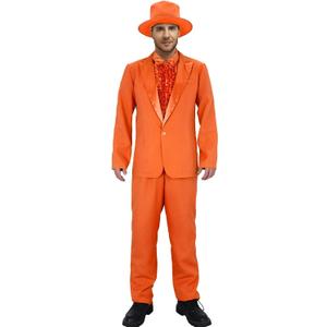 Adult Lloyd and Harry Tuxedo Costume Suit 90s Men Dumb Blue Dumber Orange Halloween Coat Pants Hat Bow Tie Outfit (Medium)