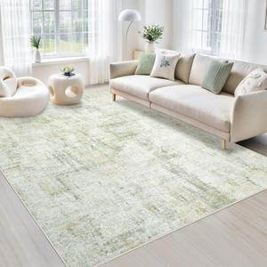 Area Rugs 5x7 Living Room: Washable Rug Modern Abstract Rugs Soft Non Slip Neutral Rug Stain Resistant Indoor Carpet for Bedroom Kitchen Dining Room Nursery Home Office Rugs (Green Brown, 5'x7')
