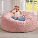 Hobestluk Bean Bag Chairs Adults Beanbag Chair with Filler Large Bean Bags with Fluffy Embossed Cover, Giant Bean Bag Chairs for Adults (Pink, 5FT - 50 x 50 x 24)
