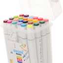 jojofuny 24Pcs Dual Tip Watercolor Paint Markers for Washable Art Pens for Mug Ceramic Glass Wood Canvas for Beginners and Artists