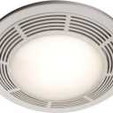 Broan-NuTone 750 Round Fan and Light Combo for Bathroom and Home, White Grille with Glass Lens, 100-Watts, 3.5 Sones, 100 CFM