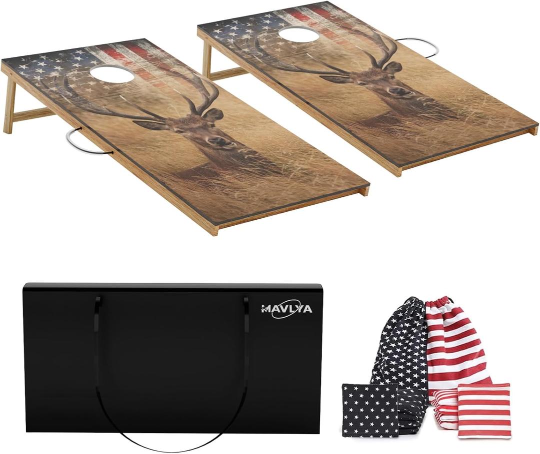 Regulation Size Cornhole Boards Set 2x4 FT with 8 Bean Bags, Portable Cornhole Set with Carrying Case,Corn Hole Games for Adults
