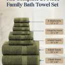 LANE LINEN Cotton Towels for Bathroom - 24 PCs - Highly Absorbent, Durable & Soft - 4 Bath, 4 Fingertip, 6 Hand Towels, 8 Washcloths, 2 Bath Sheets - Family Bundle Pack - Oil Green