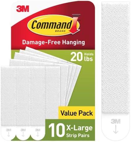 Command 20 lb XL Heavyweight Picture Hanging Strips 9 Pairs (20 Command Strips), Damage-Free Hanging Picture Hangers, Heavy Duty Wall Hanger for Home Decor, White Adhesive