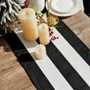 Letjolt Black and White Striped Table Runner 12 x 72 Inches