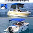 KAKIT Bimini Tops for Boats with Mesh Sides Heavy Duty Cover Adjustable 4 Straps Zippered Storage Boot(4 Bow 8'L x 54" H x 67"-72" W,Blue)
