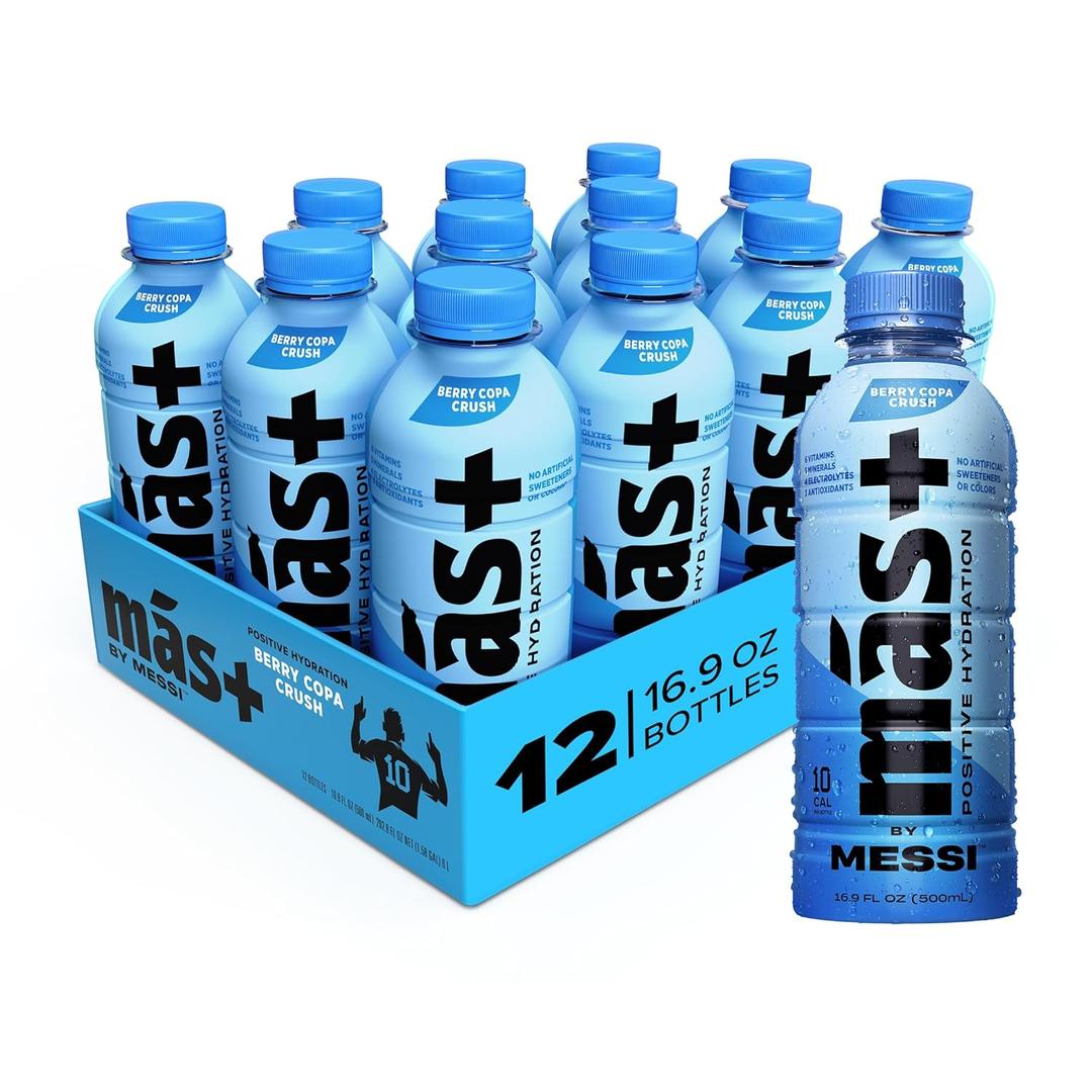 Ms+ by Messi 16.9oz Berry Copa Crush, Sports Drink & Hydration Beverage, Natural Flavors with Vitamins and Electrolytes, No Artificial Sweeteners or Colors, 12-pack, BBD: 06/2025