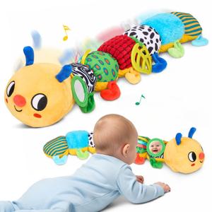 JoyCat Baby Toys 0-18 Months, Musical Crawling Caterpillar Plush Toy - 38 Songs & Recording Feature, Bouncing Tummy Time Toy, Sensory Toys with Crinkle & Textures for Newborn Boys Girl Shower Gifts