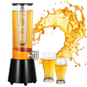 KK KMKGOKO 3-Liter Drink Dispenser Tower, 105fl oz Beverage Dispenser with Removable Ice Tube, Tabletop Drink Mimosa Dispenser (105fl oz / 3L)