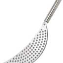 Pan Pot Strainer with Handle Stainless Steel Hand Held Crescent Drainer for Spaghetti Fry Noodles Fruit Vegetable Pasta Strainer Colander Heavy Duty Food Drainers (Silver)