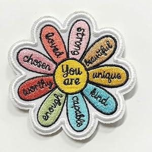 You are Daisy Affirmations Embroidered Patch 3"– Iron-On/ Sew-On Flower Applique for Jackets, Backpacks & Hats – Positive Motivational Quote, Cute Aesthetic Daisy Patch (You are Daisy Affirmations 1)