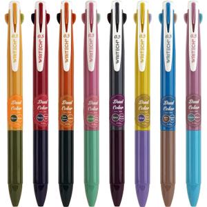 WRITECH Retractable Gel Ink Pens: Multi Colored 2 in 1 Colorful Click Pen Assorted Color 8ct Extra Fine Point Tip 0.5mm Journaling Smooth Writing Note Taking Coloring No Bleed & Smear Smudge