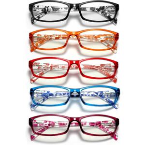 Reading Glasses for Women Men- Blue Light Blocking Spring Hinge Computer Readers Anti Glare UV Eyeglasses (Clear Floral)