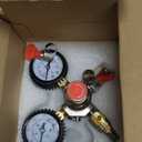 Kegerator Co2 Regulator, CGA-320 Kegerator Gauge Beer Keg Co2 Regulator with Safety Relief Valve, Co2 Tank Regulator Kegerator Regulator with Hose Clamps for Co2 Cylinder Tank