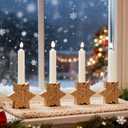 WDS WONDROUS Christmas Candle Holders Snowflake  Set of 4 Gold Star Candlestick Holder Hexagon, Taper Candle Holders for Christmas Table Centerpieces, Xmas Home Decor