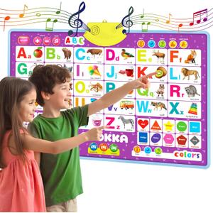 QUOKKA Alphabet Poster Educational Toy for 3-4 Year Old  ABC Learning Wall Chart for Toddlers  Interactive Speech Therapy Game for Kids 5-6-7 yo  Talking for Girl & Boy