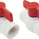 YSIL 1" PVC Ball Valve 2 Pack Shut-Off Threaded (NPT) with T-handle Easy to Rotate for Water Project,Rated at 150 PSI Schedule 40 x Female Thread