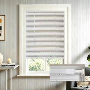 No Tools No Drill 1" Cordless Mini Blinds, Horizontal Light Filtering Blind, Vinyl Blinds for Indoor Windows 34.5" W x 64" H, White.