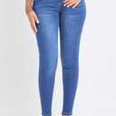 YMI Women's Juniors Mid-Rise Wannabettabutt Skinny Jeans, Midnight Sky Blue, 7