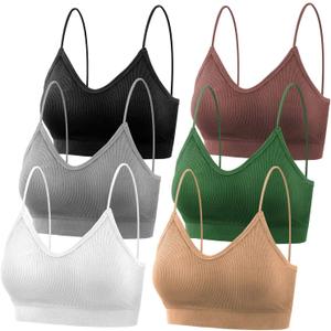PAXCOO Bras for Women Pack of 6, Bralettes for Women Padded, Sports Bras for Women, M-L