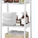 3 Tier Bamboo Bathroom Shelves, Ladder Shelf for Storage, Rustic Home Organizer, Space-Saving Design, Stylish Display Nightstand, Stylish Storage Solution for Home, Living Room, Kitchen (Without drawers, Fashion White)