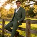 Elionm Mens Suits 3 Piece Slim Fit Big and Tall Christmas Suit for Men Dark Green Formal Prom Mens Tuxedo Suit Jacket Vest Pants Set XL