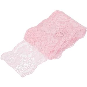 MECCANIXITY 3 Inch Wide 5 Yard Elastic Lace Ribbon Pink Floral Pattern Stretch Lace Trim Embroidered Fabric for Sewing Making and DIY Crafts Gift Wrapping Bouquets Wedding Decor