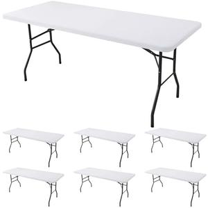 Amazon.com: Enjoyidea Fitted Tablecloth for 6 Foot Rectangle Tables-6 Pack White Elastic Outdoor Picnic Table Cover-Spandex Stretch Folding Table Cloths 6 ft for Camping Dining Room Patio Kitchen Banquet Party : Home & Kitchen